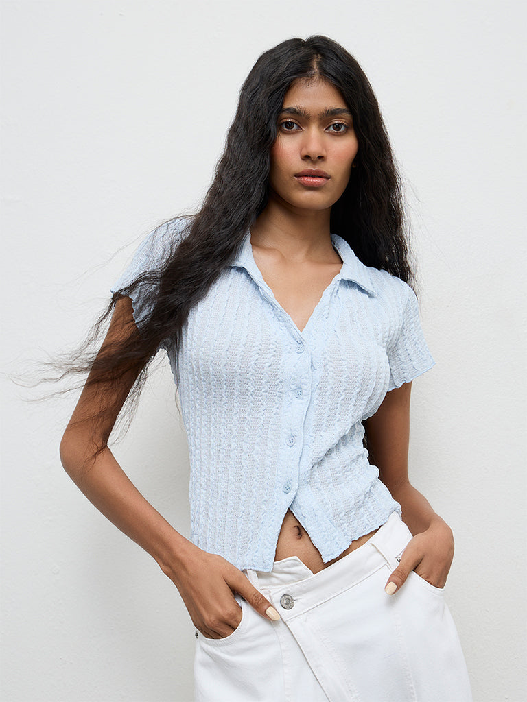 Nuon Blue Seersucker Shirt