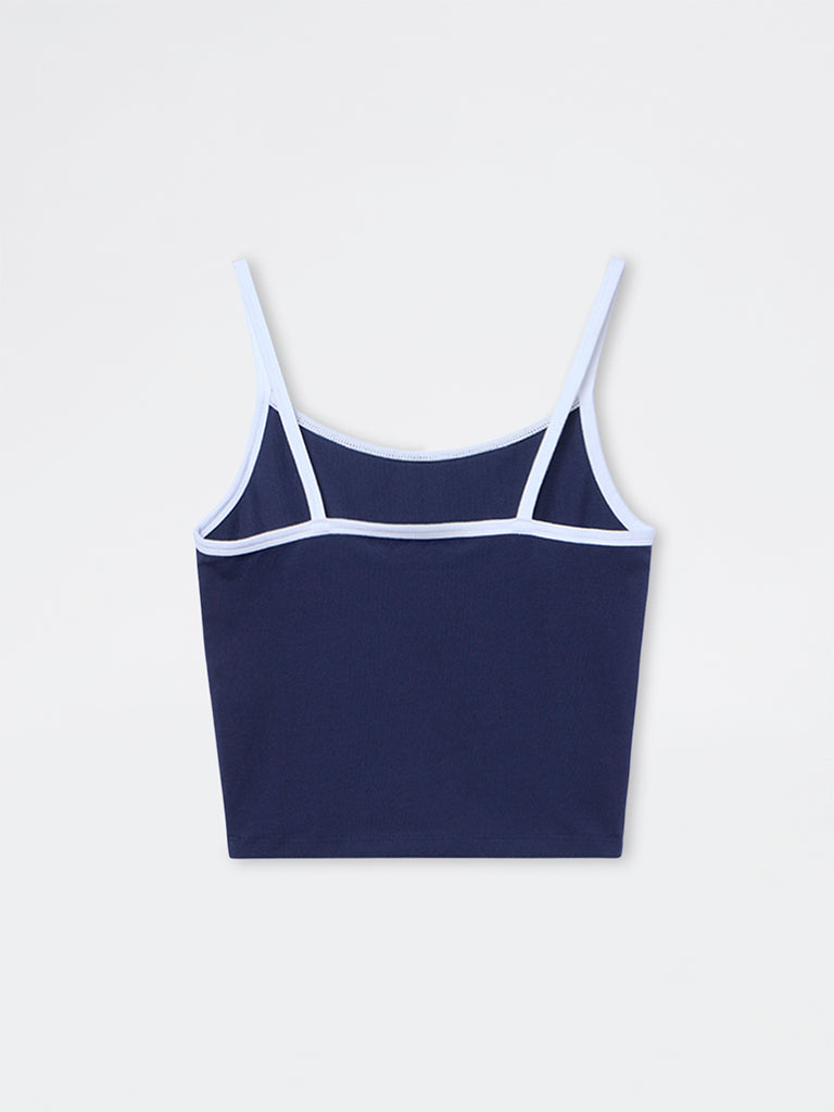 Nuon Navy Graphic Design Cotton Top
