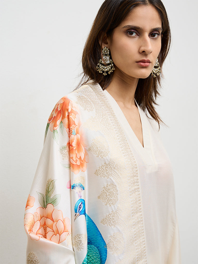 Vark Cream Anarkali Ethnic Set