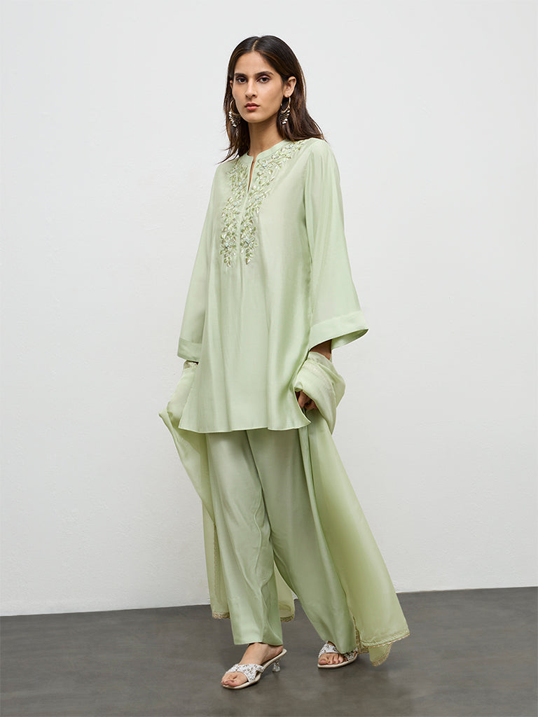 Vark Mint Green Embroidered Ethnic Set