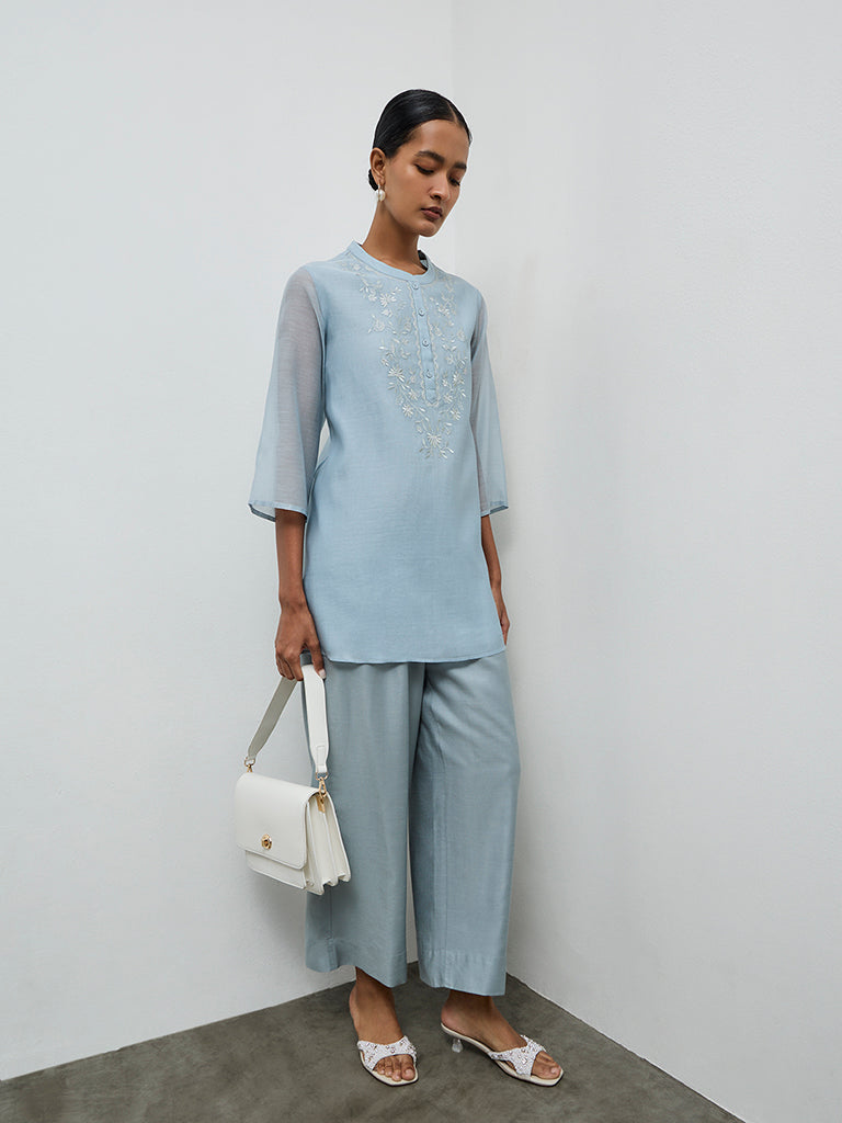 Zuba Dusty Blue Solid Pants