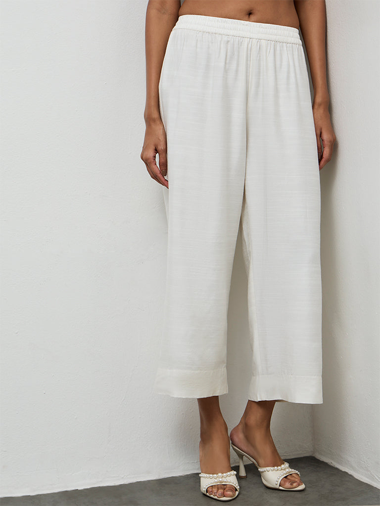 Zuba Ivory Solid Pants