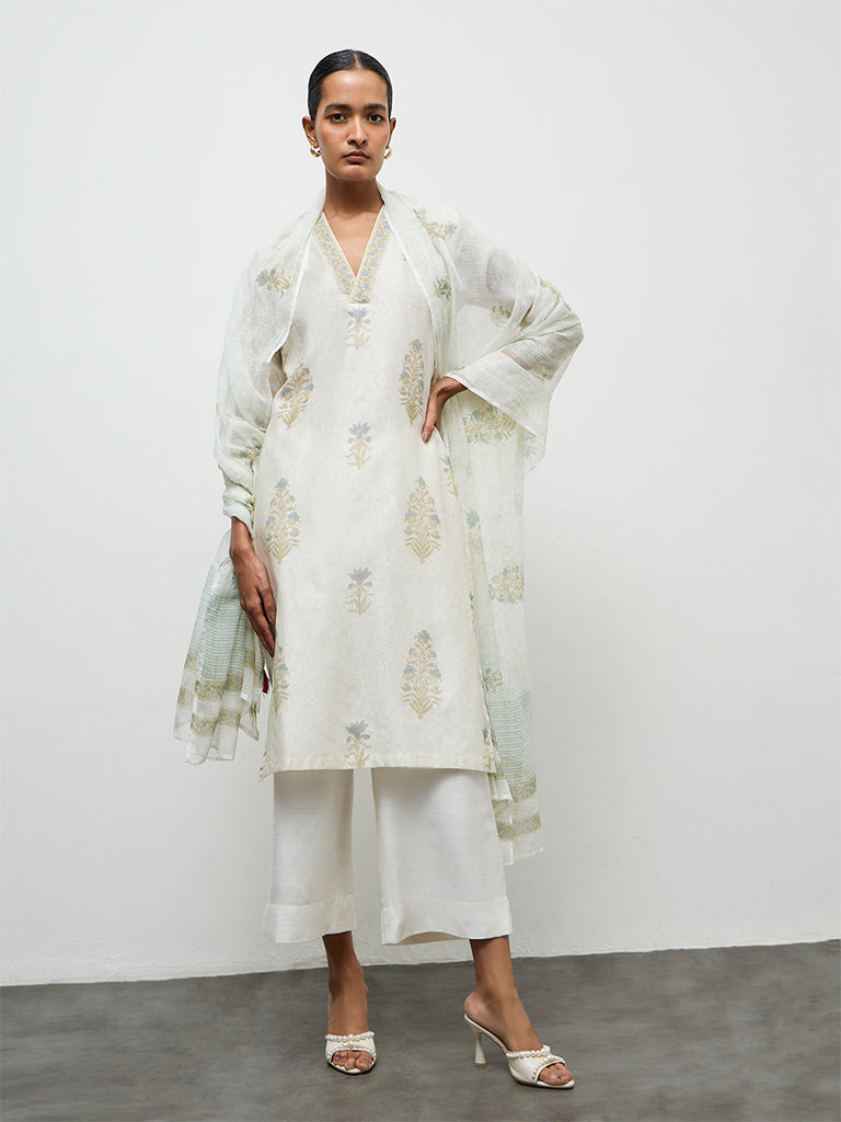 Zuba Ivory Solid Pants