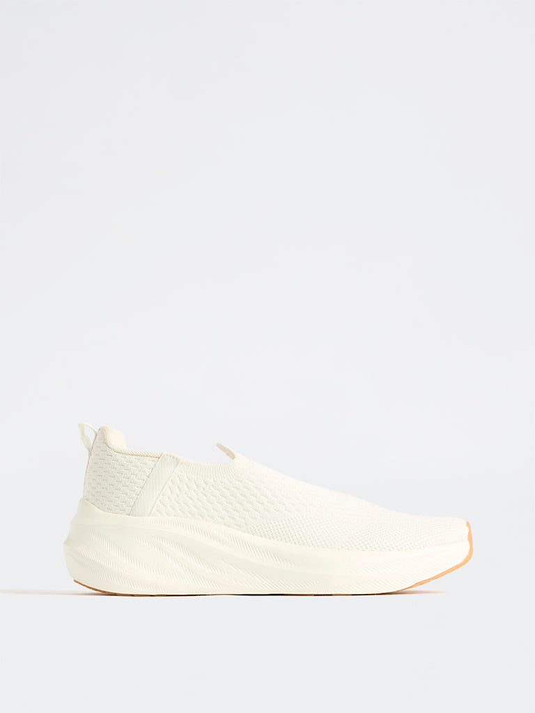 SOLEPLAY Off-White Textured Slip-On Sneakers