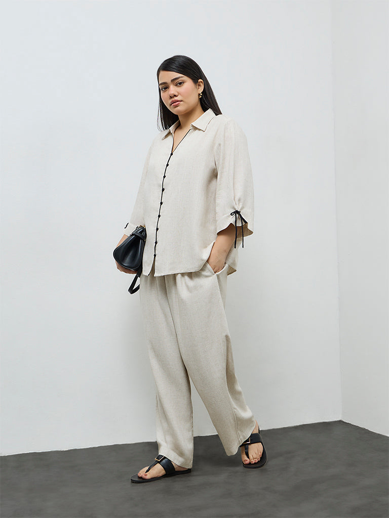Gia Off-White Solid Blouse