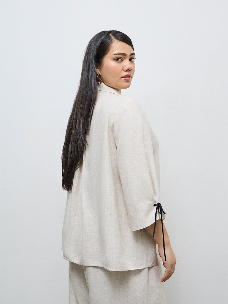 Gia Off-White Solid Blouse