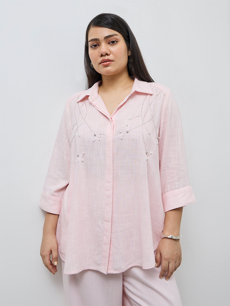 Gia Light Pink Embellished Shirt
