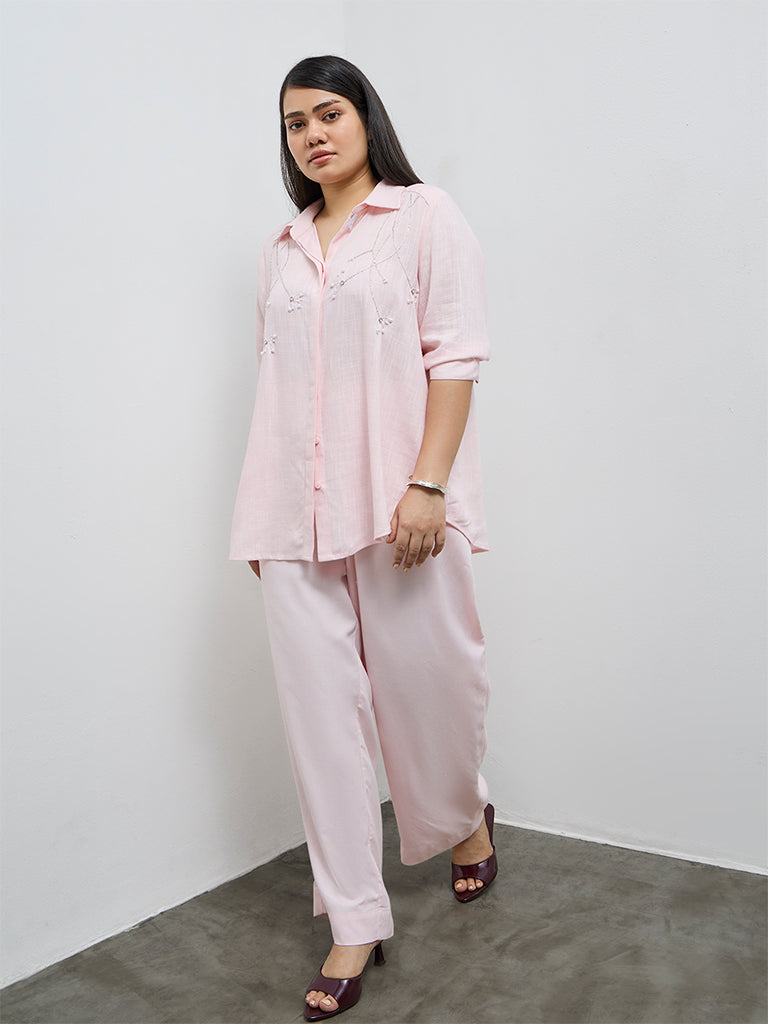 Gia Light Pink Embellished Shirt