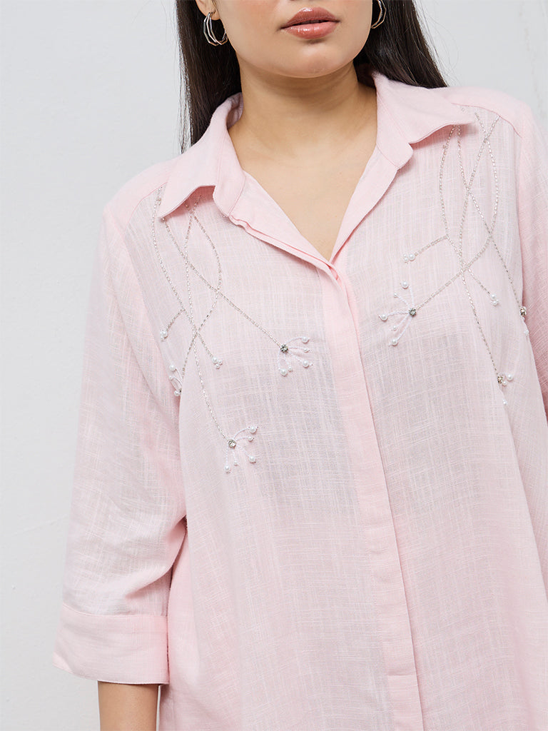 Gia Light Pink Embellished Shirt