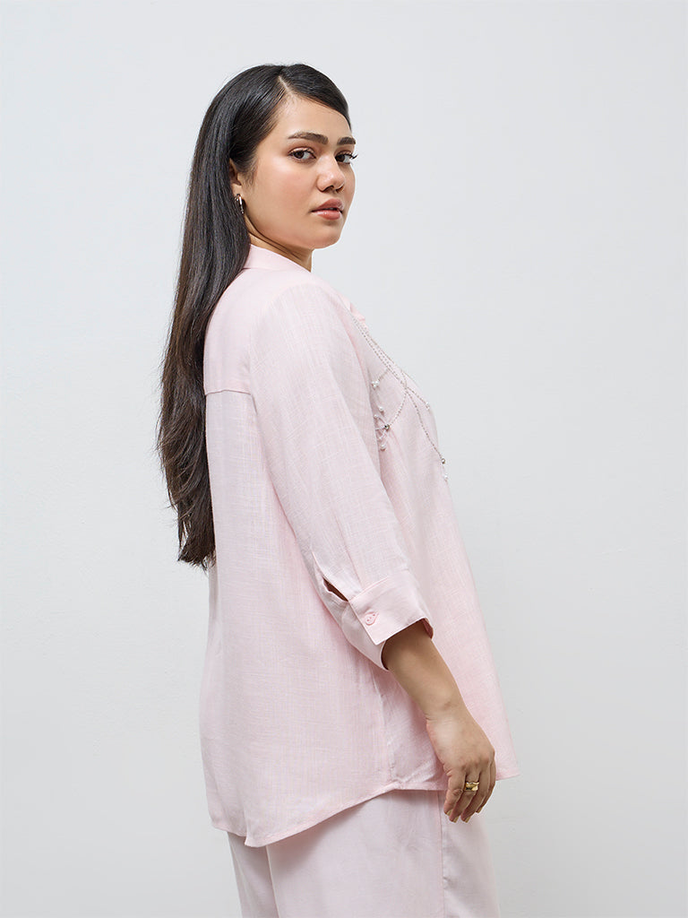 Gia Light Pink Embellished Shirt