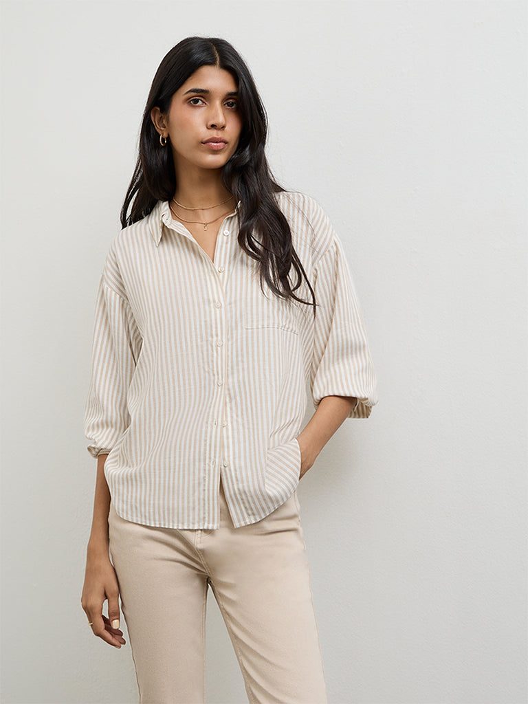LOV Beige Striped Shirt