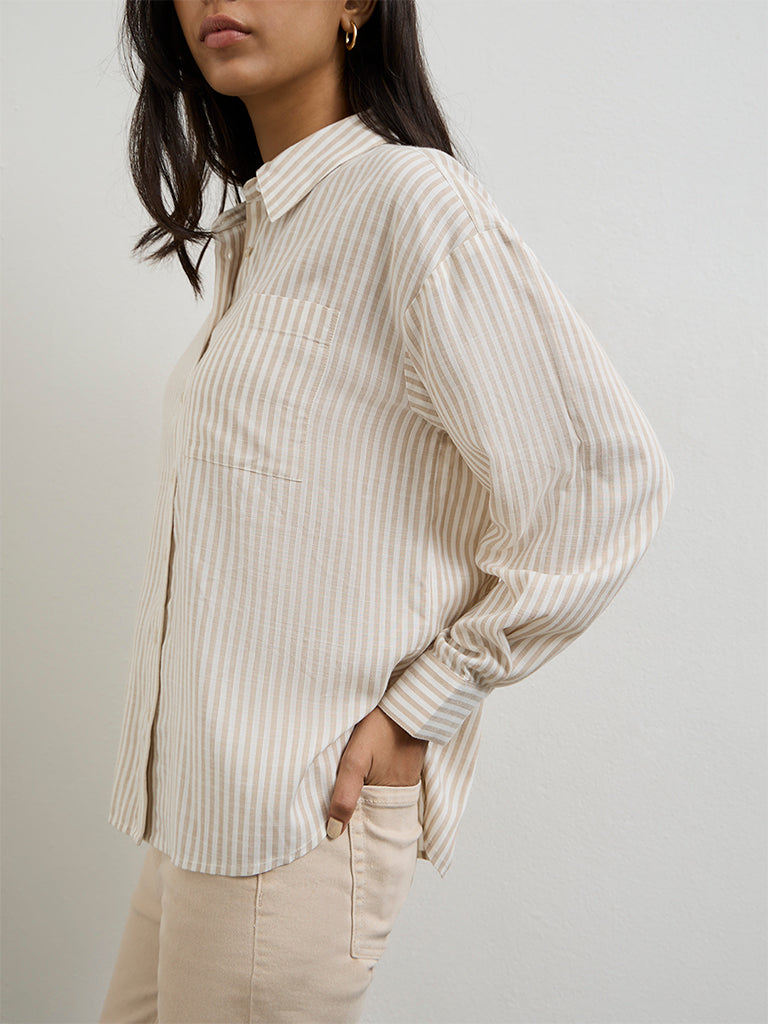LOV Beige Striped Shirt
