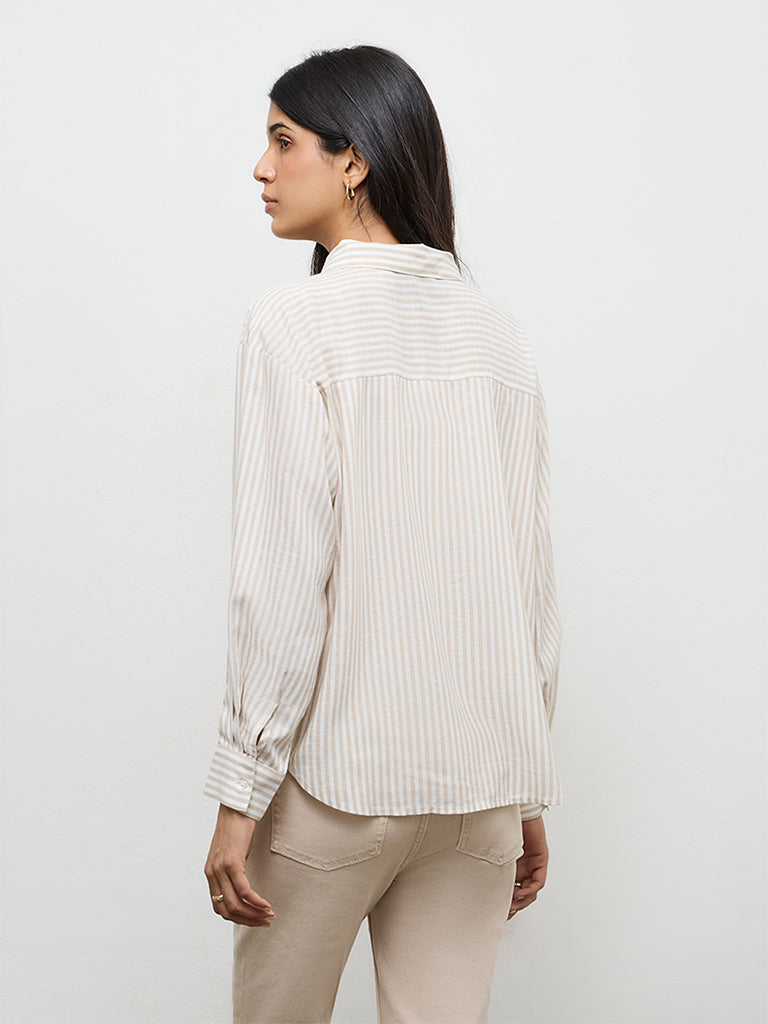 LOV Beige Striped Shirt