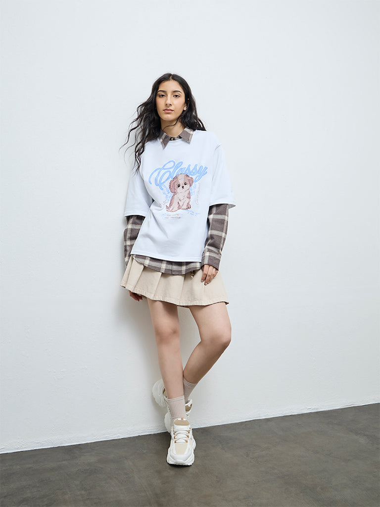 Nuon White Graphic Cotton T-Shirt