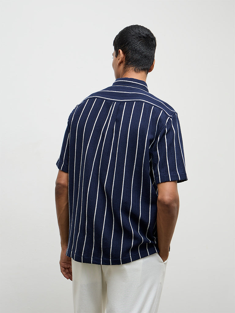 ETA Navy Stripe Relaxed-Fit Cotton Shirt
