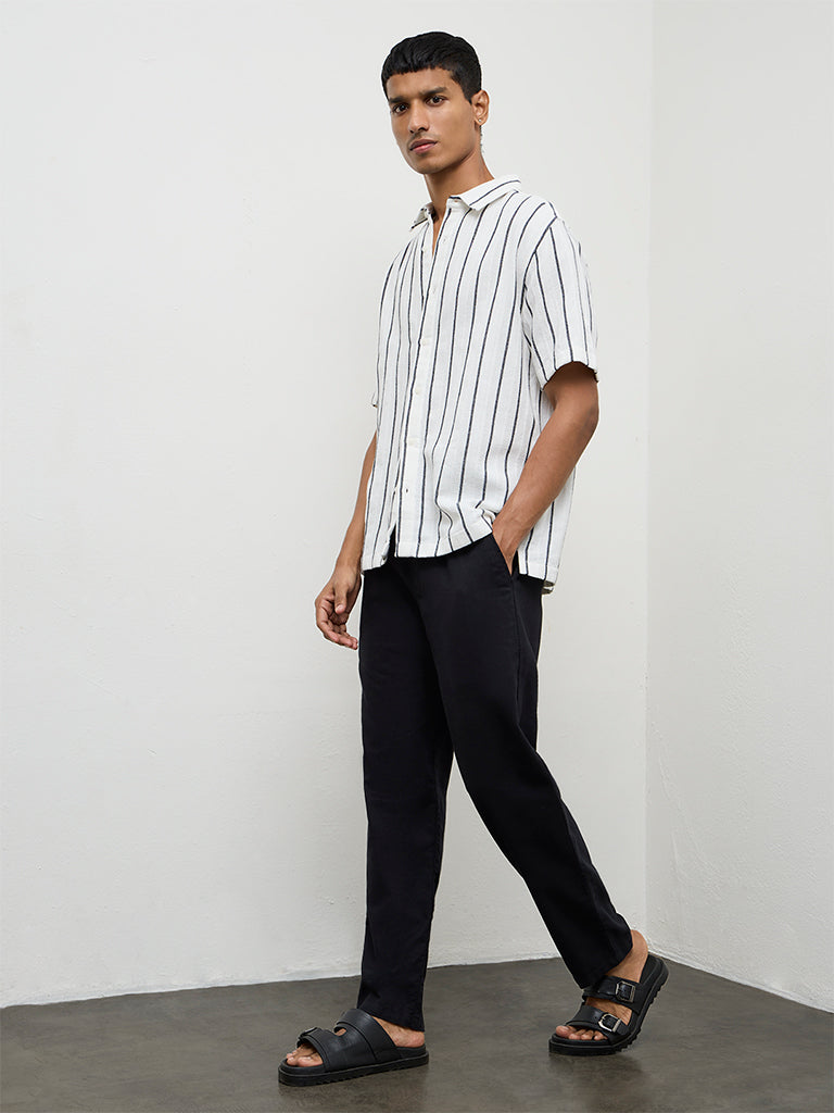 ETA White Striped Relaxed-Fit Cotton Shirt