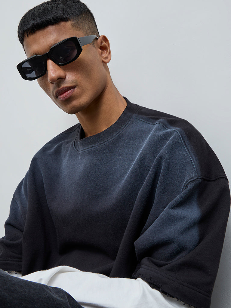 Nuon Black Contrast Detailed Relaxed-Fit Cotton T-Shirt
