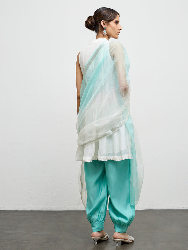 Vark Off-White Embroidered A-Line Ethnic Set