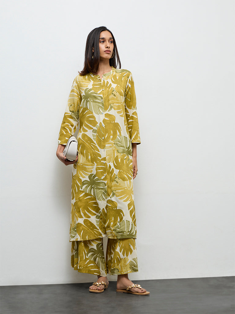 Utsa Green Foliage Printed Palazzos