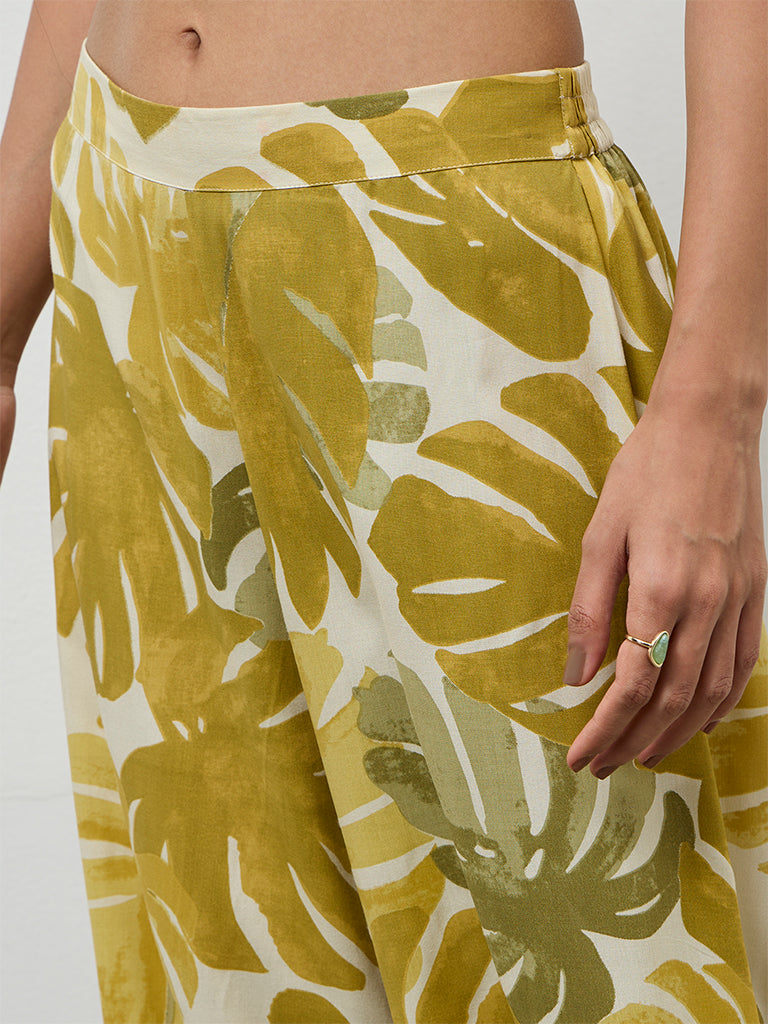 Utsa Green Foliage Printed Palazzos