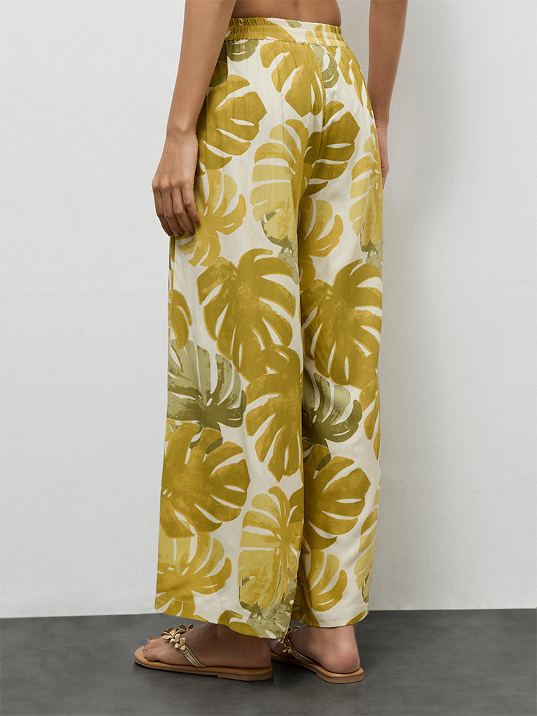 Utsa Green Foliage Printed Palazzos