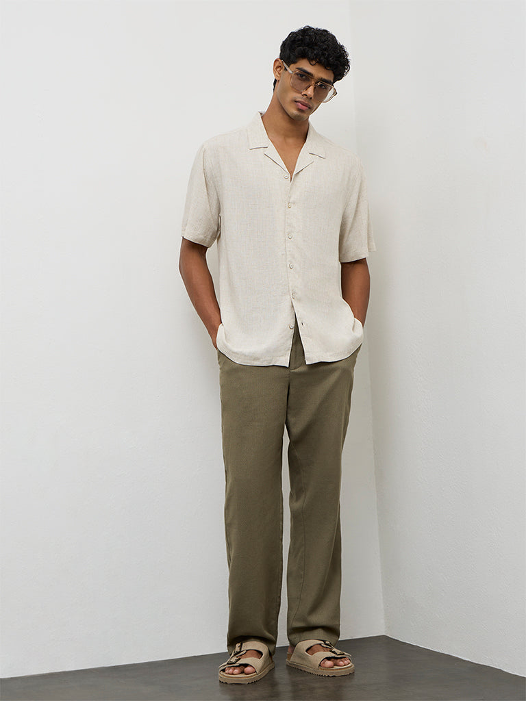ETA Olive Relaxed-Fit Mid-Rise Cotton-Blend Chinos