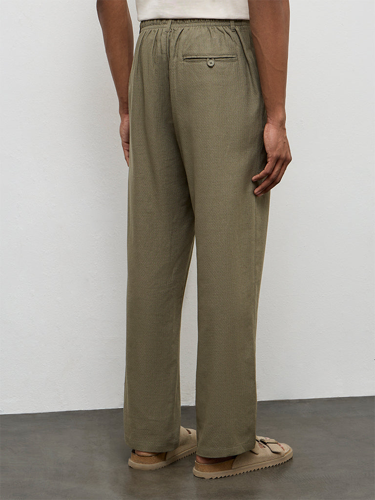 ETA Olive Relaxed-Fit Mid-Rise Cotton-Blend Chinos