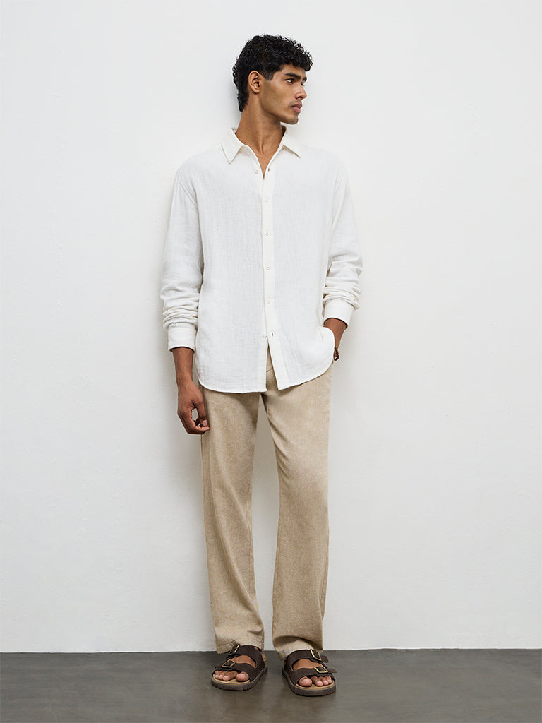 ETA Beige Relaxed-Fit Mid-Rise Cotton-Blend Chinos