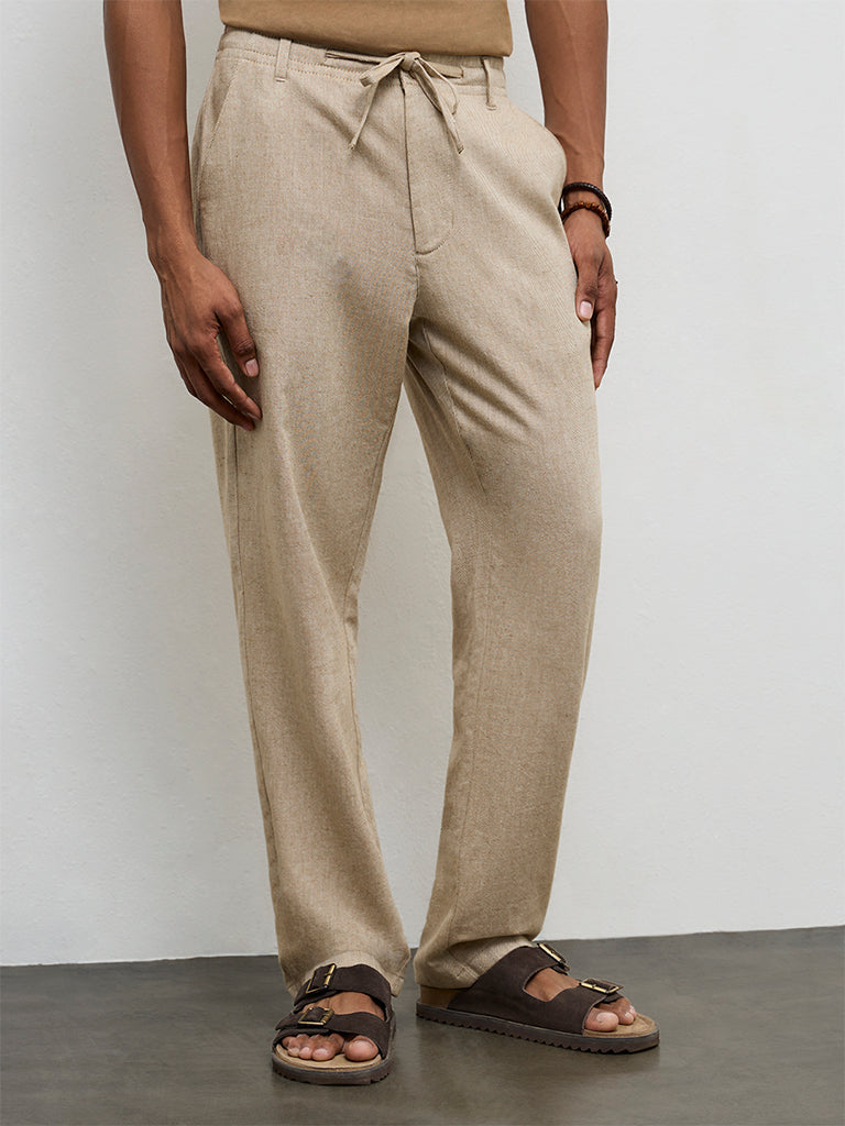 ETA Beige Relaxed-Fit Mid-Rise Cotton-Blend Chinos