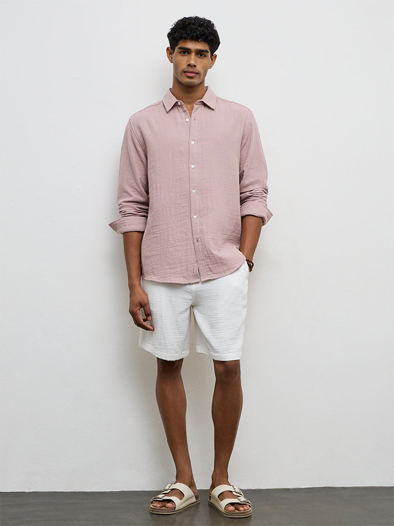 ETA Pink Striped Relaxed-Fit Cotton Shirt