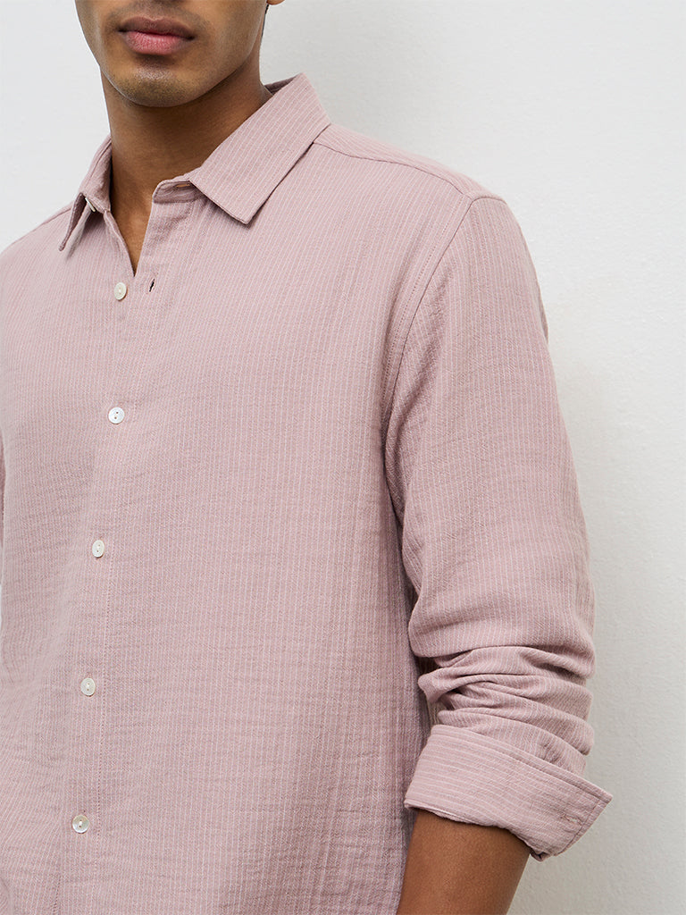 ETA Pink Striped Relaxed-Fit Cotton Shirt