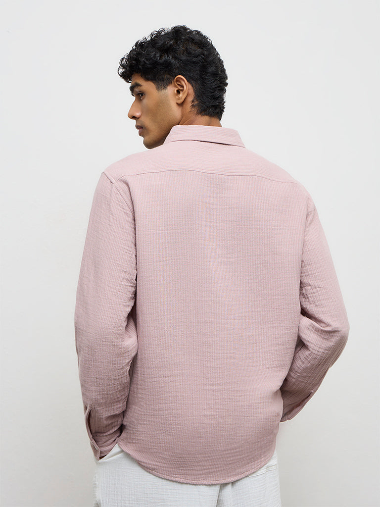 ETA Pink Striped Relaxed-Fit Cotton Shirt