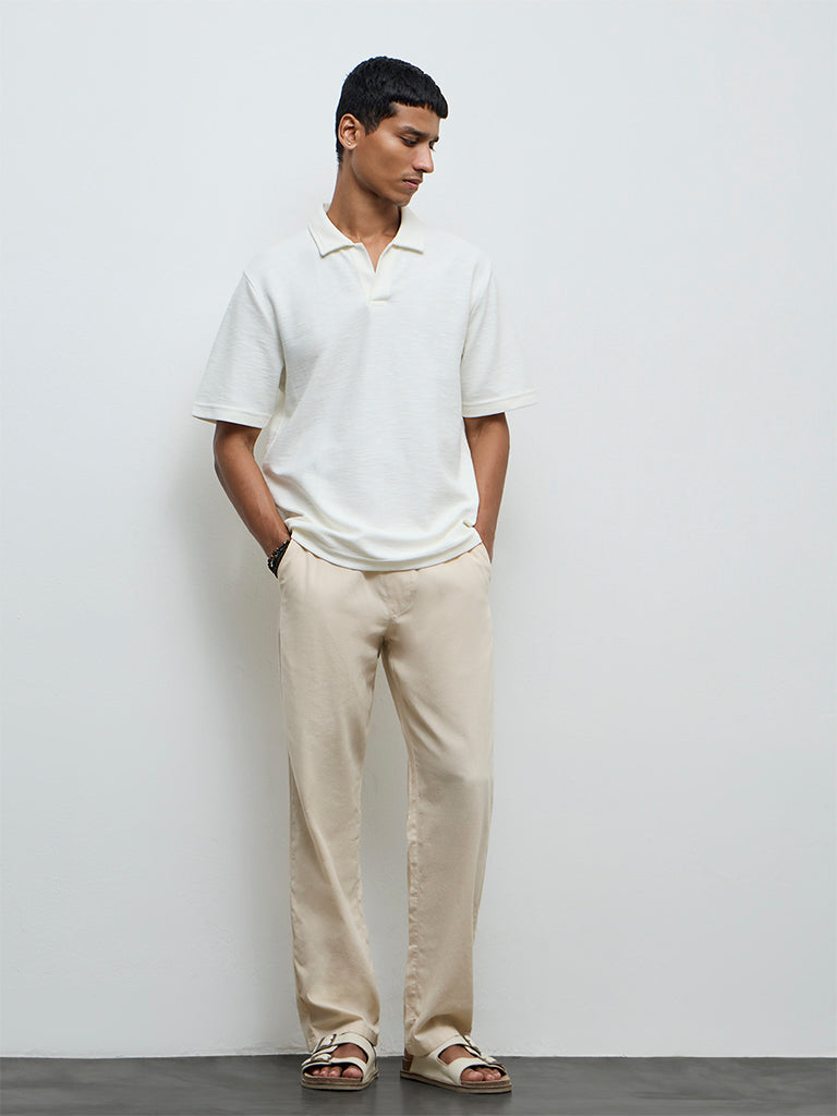ETA Off-White Textured Relaxed-Fit Cotton-Blend T-Shirt