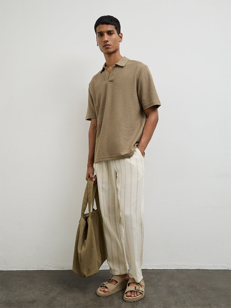ETA Olive Melange Relaxed-Fit Cotton-Blend T-Shirt