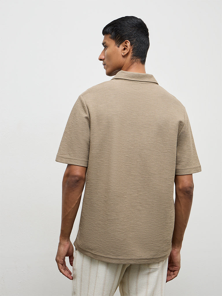 ETA Olive Melange Relaxed-Fit Cotton-Blend T-Shirt