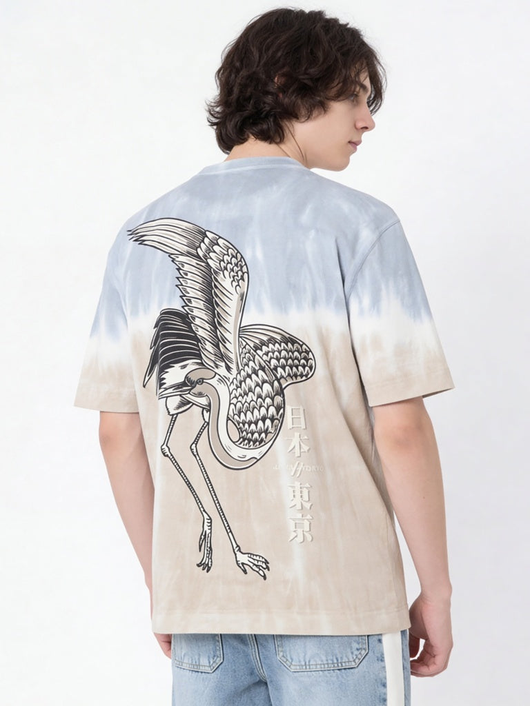 Boys Taupe Tie-Dye Cotton T-Shirt