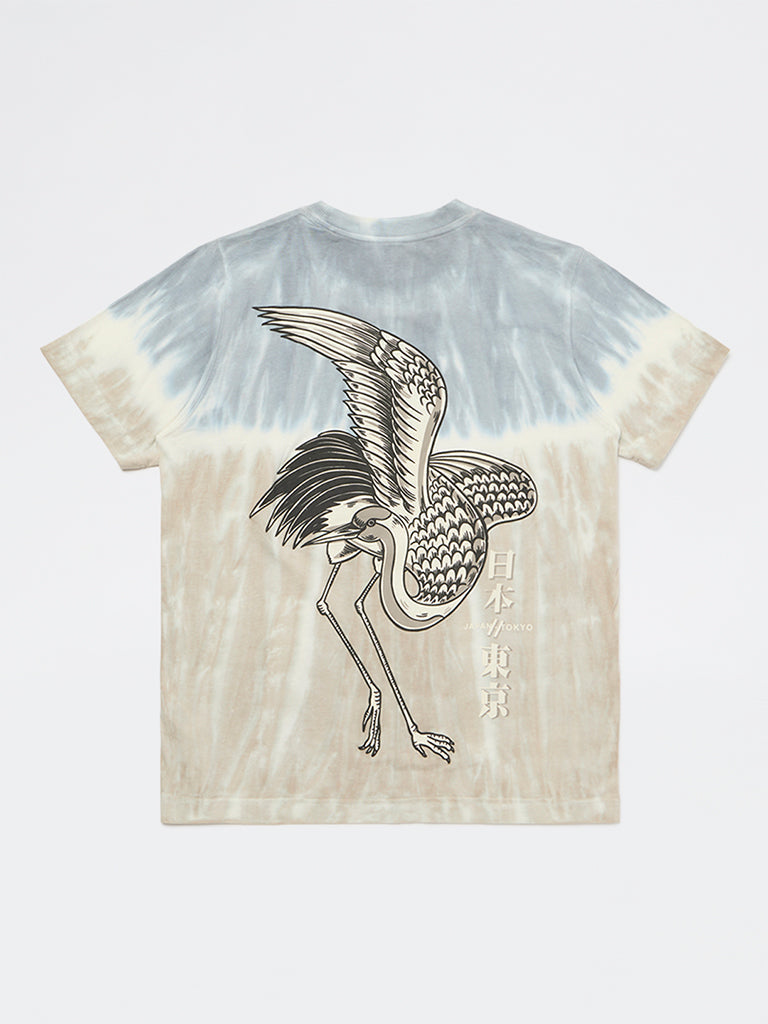 Boys Taupe Tie-Dye Cotton T-Shirt