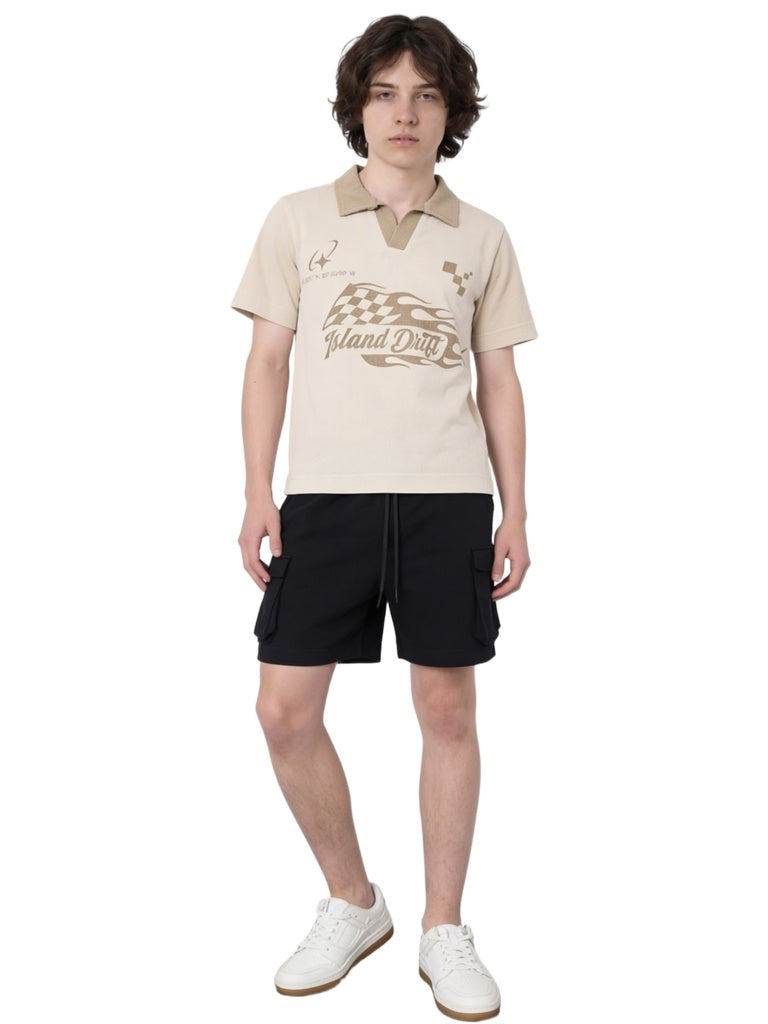 Boys Black Mid-Rise Cotton-Blend Shorts