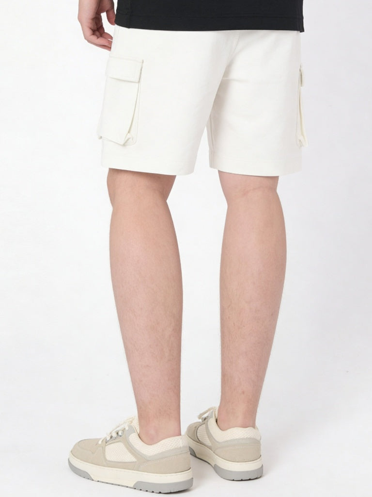 Boys Off-White Mid-Rise Cotton-Blend Shorts