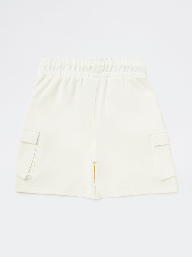 Boys Off-White Mid-Rise Cotton-Blend Shorts