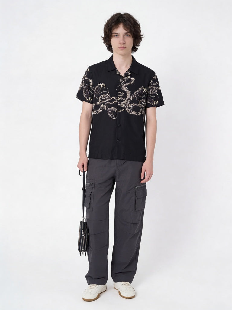 Boys Black Printed Shirt