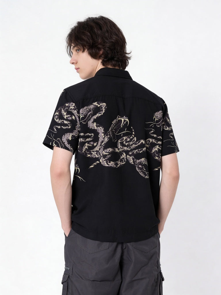 Boys Black Printed Shirt
