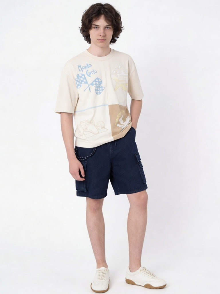 Boys Off-White Printed Cotton T-Shirt