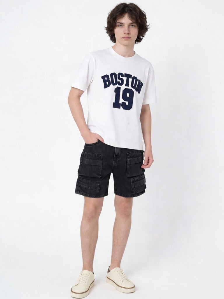 Boys Off-White Boston Graphic Print Cotton T-Shirt