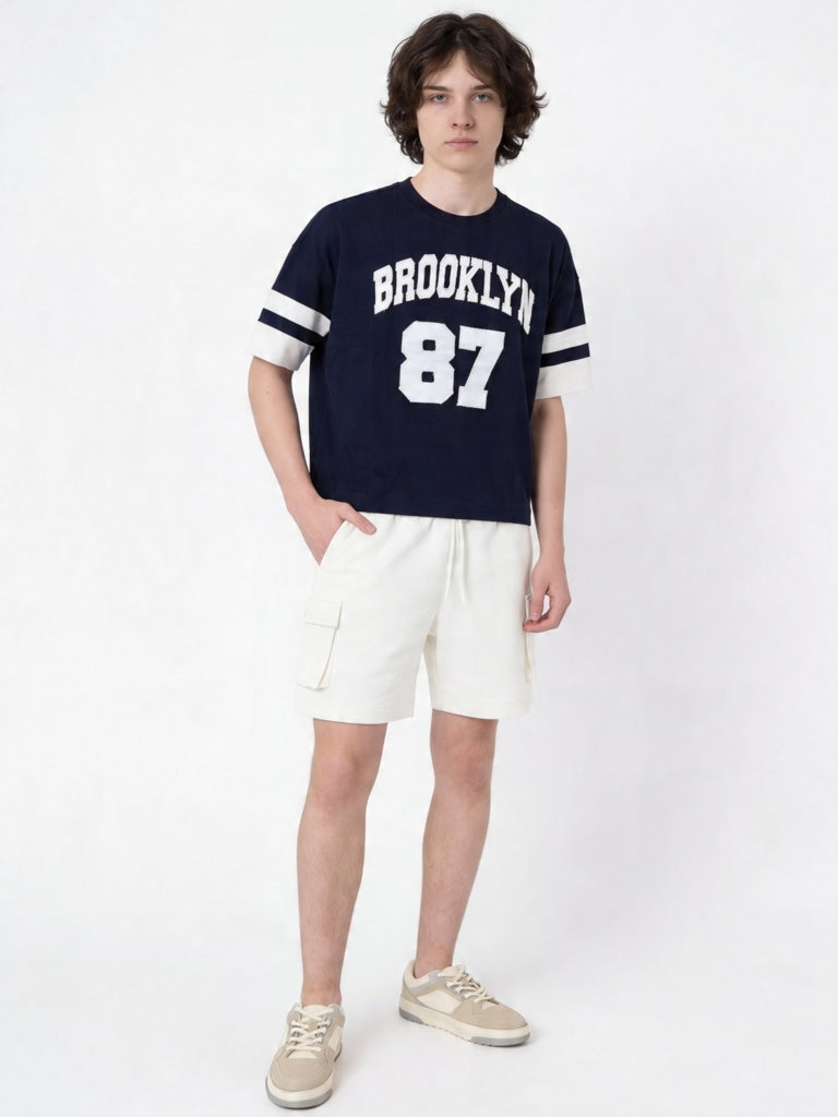 Boys Black Brooklyn Graphic Print Cotton T-Shirt
