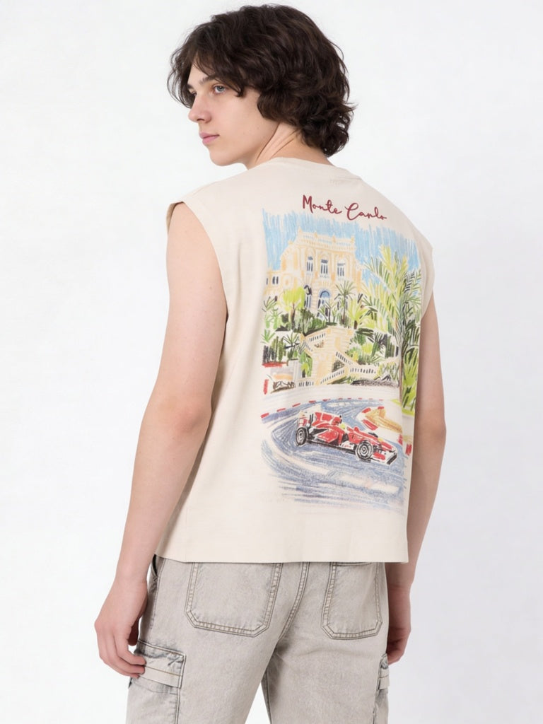 Boys Off-White Landscape Printed Cotton T-Shirt