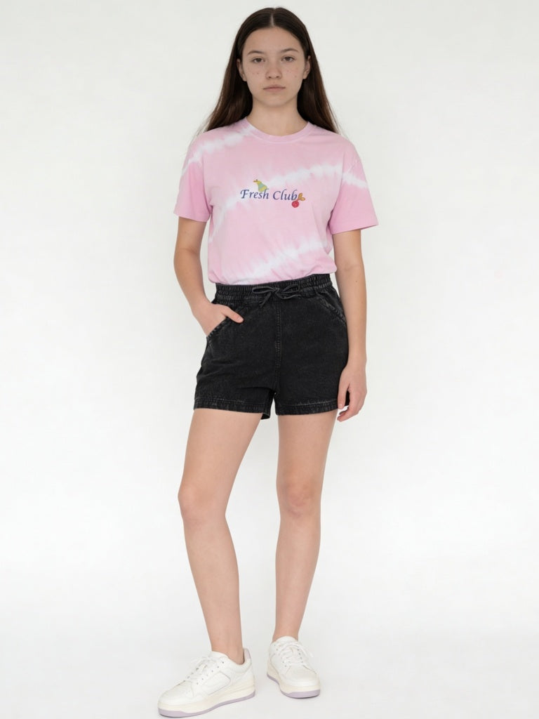 Girls Black High-Rise Denim Shorts