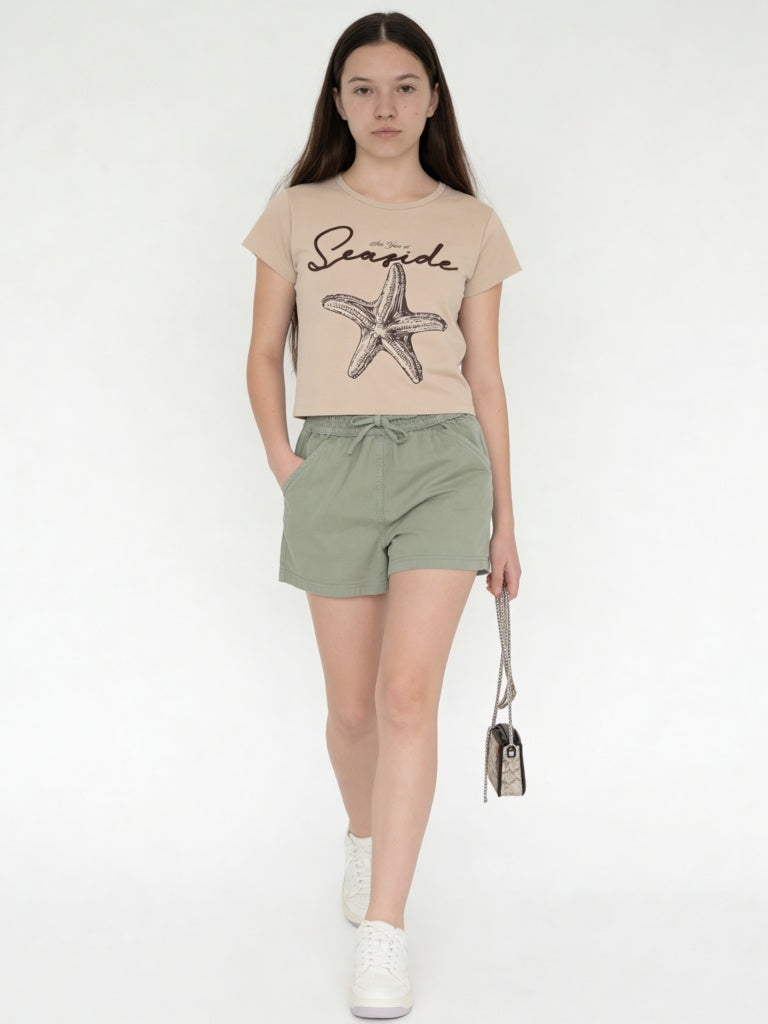 Girls Sage High-Rise Cotton Shorts