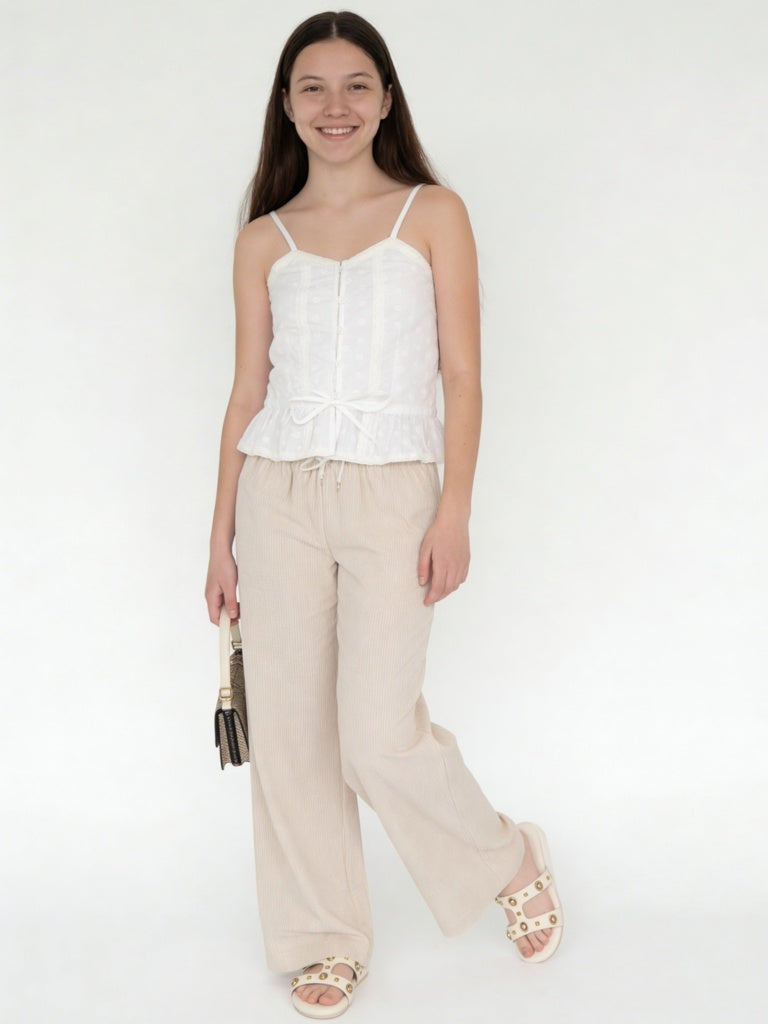 Girls White Embroidered Cotton Top