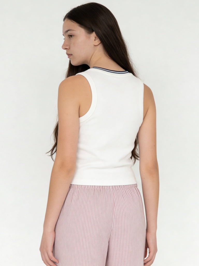 Girls White Text Embroidered Cotton-Blend Top